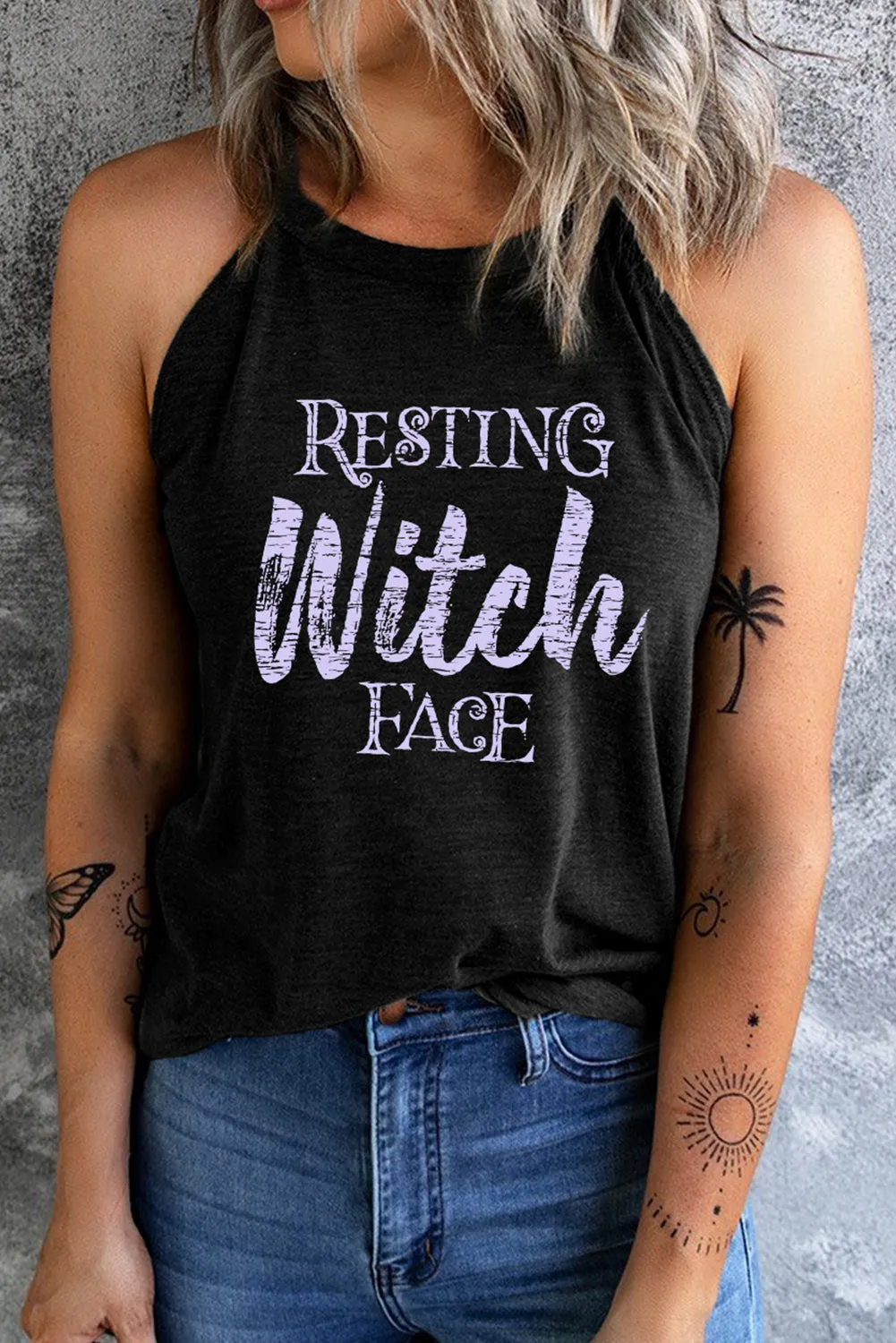 * APP EXCLUSIVE* RESTING WITCH FACE Graphic Tank Top