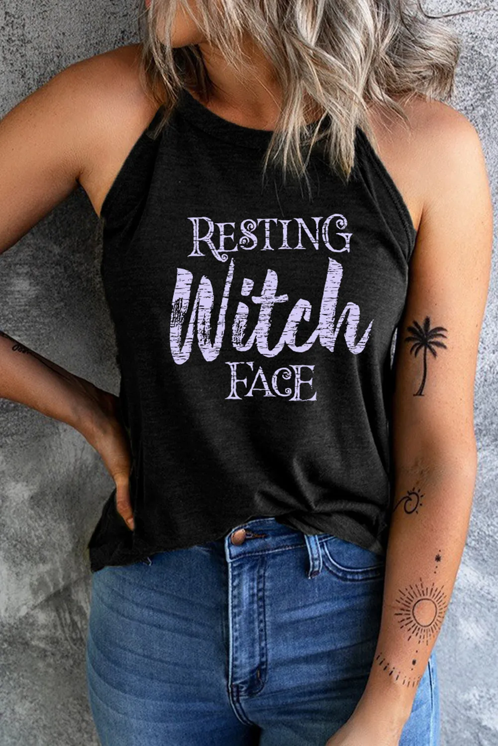 * APP EXCLUSIVE* RESTING WITCH FACE Graphic Tank Top