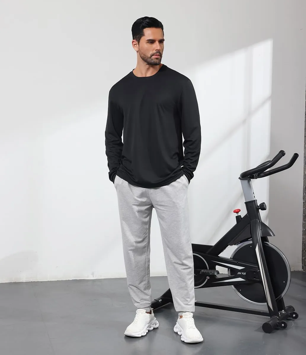 3 Pack Men's Long Sleeve Shirts Quick Dry Moisture Wicking Lightweight Sun Protection T Shirt for Running Outdoor Activities