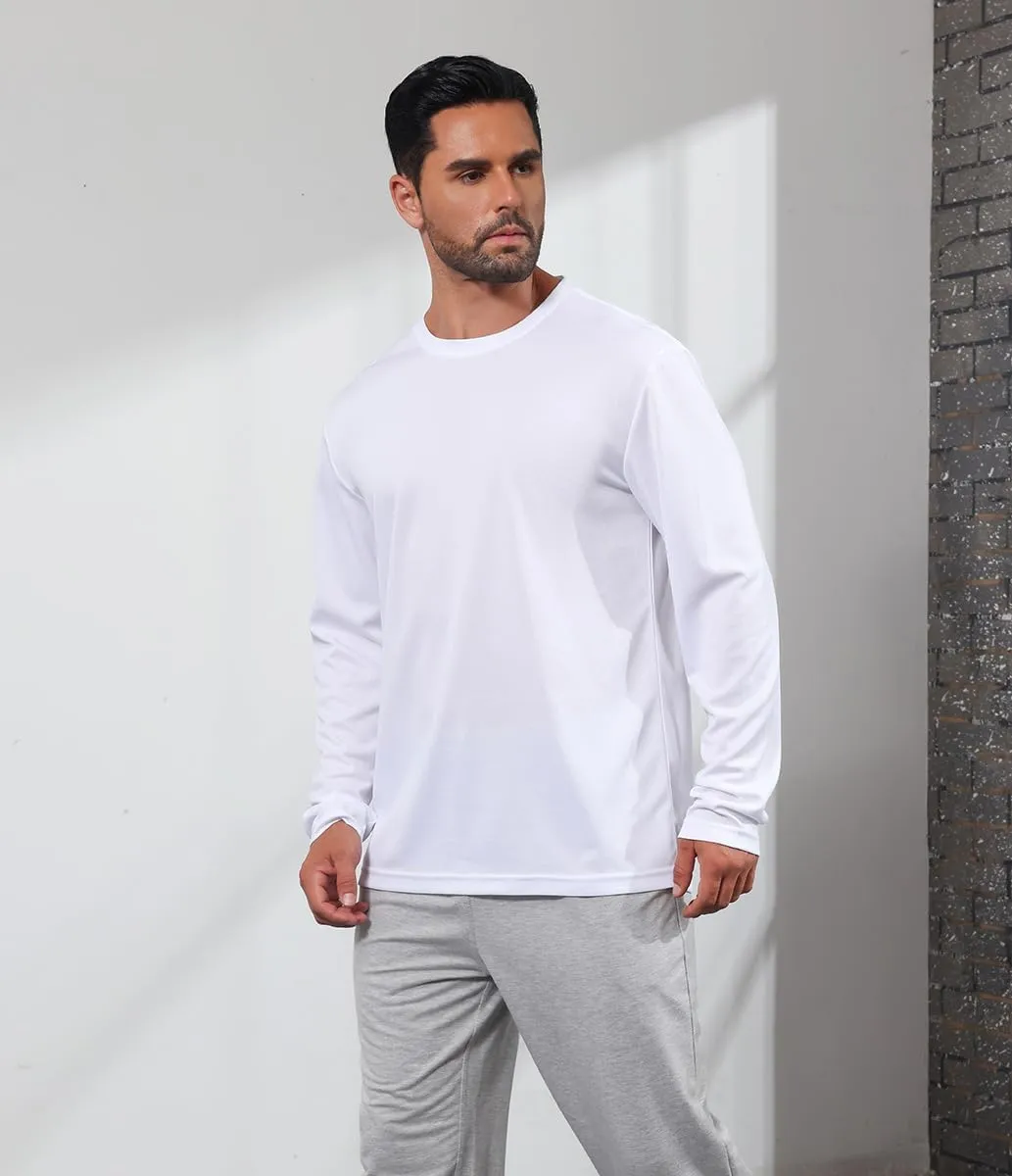 3 Pack Men's Long Sleeve Shirts Quick Dry Moisture Wicking Lightweight Sun Protection T Shirt for Running Outdoor Activities