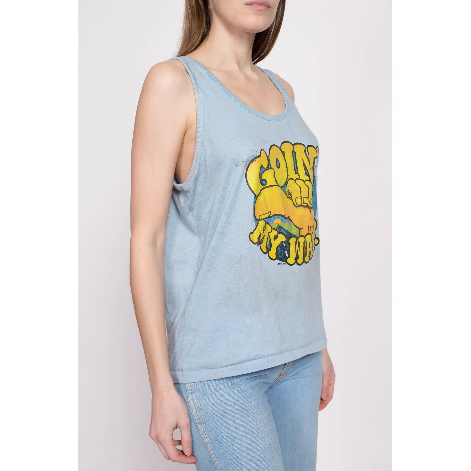 70s "Goin My Way?" Distressed Tank Top - Men's Medium, Women's Large