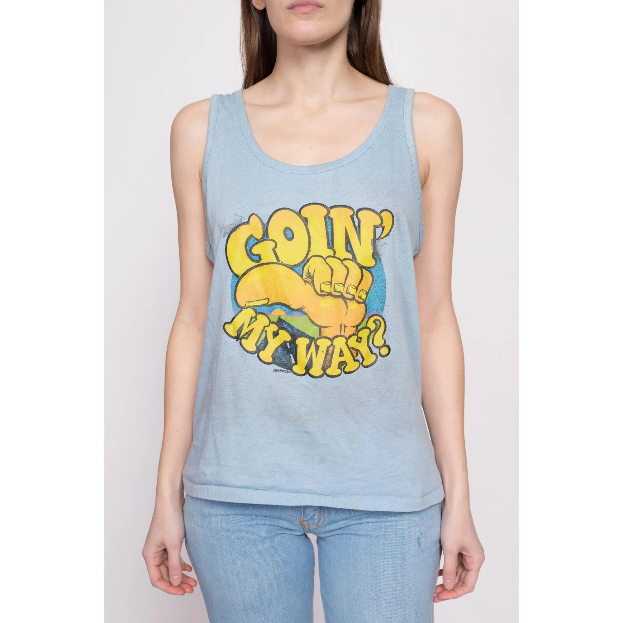 70s "Goin My Way?" Distressed Tank Top - Men's Medium, Women's Large