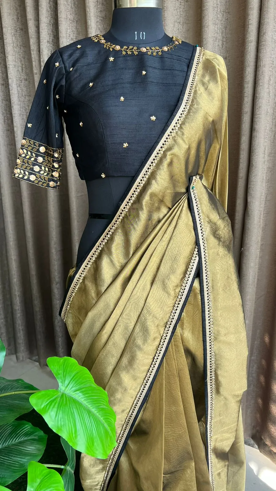 Black silk intricate handwork blouse