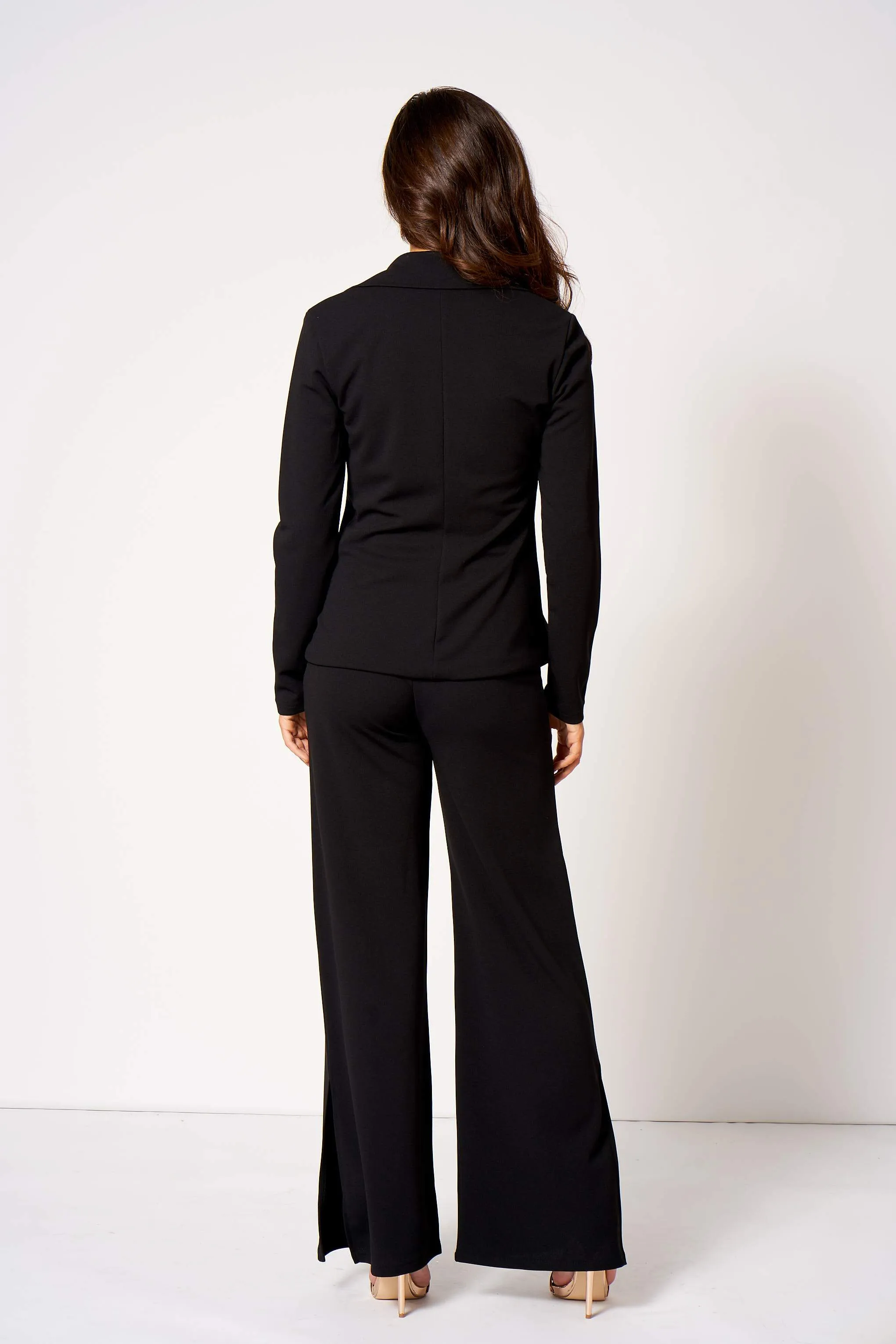 Black Tie Front Plunge Tailored Blazer
