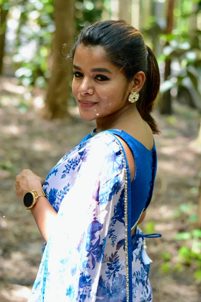 Blue silk hand work blouse (only blouse )