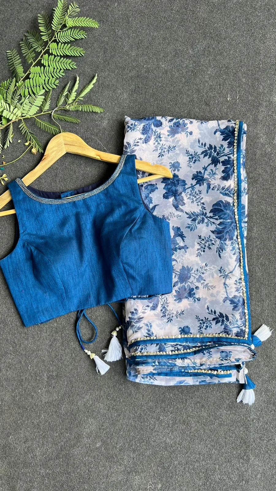 Blue silk hand work blouse (only blouse )