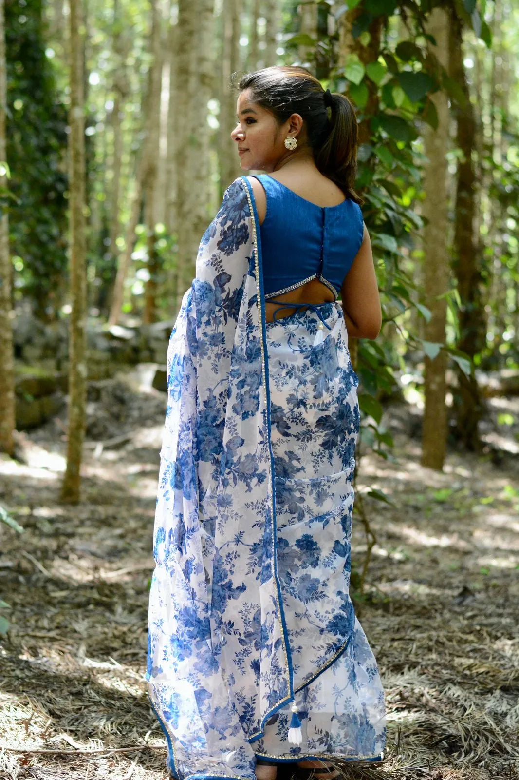 Blue silk hand work blouse (only blouse )
