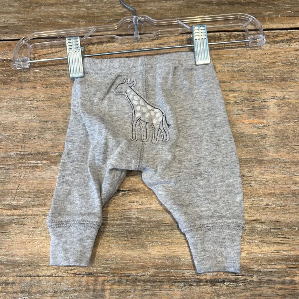 Carter's Light Grey Giraffe Leggings NB