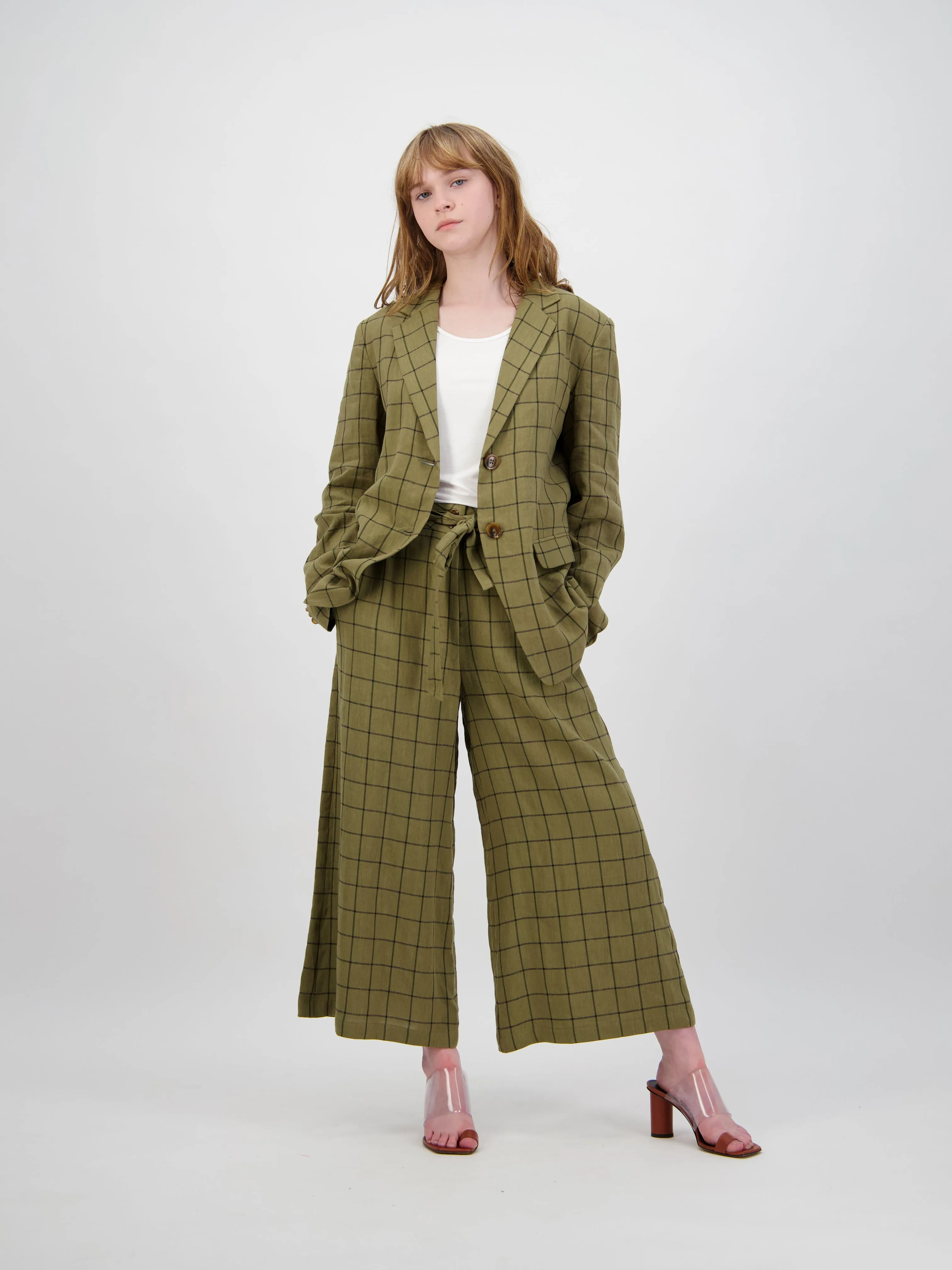 Check Linen Blazer