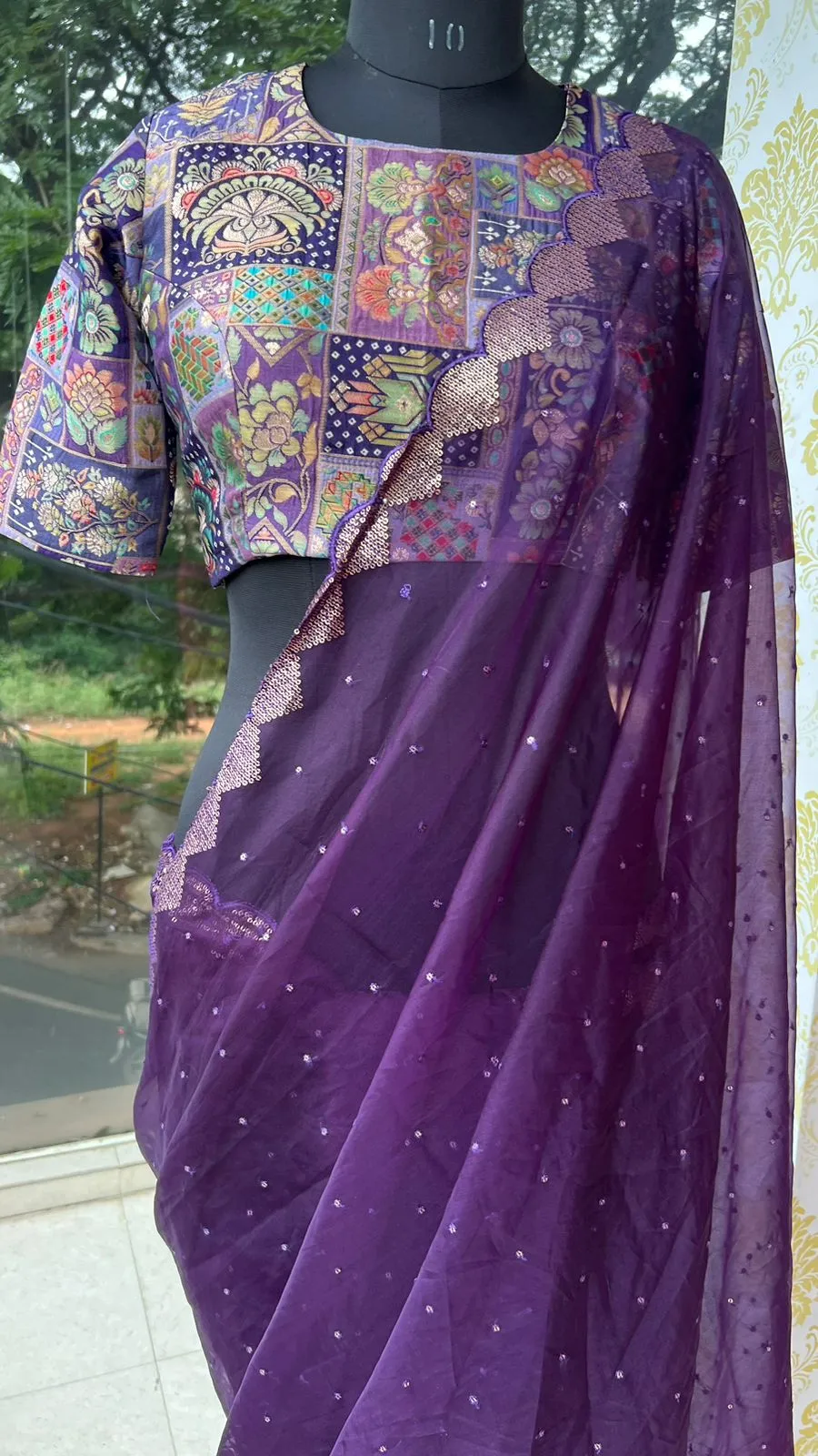 Deep purple banarasi work blouse (only blouse )