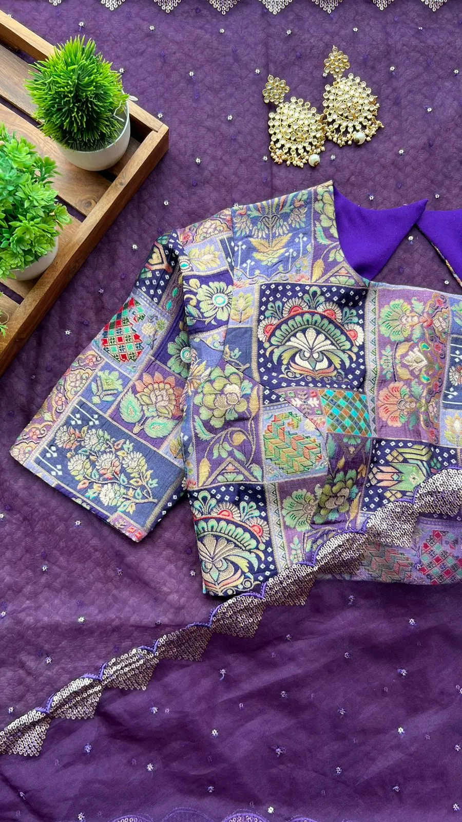 Deep purple banarasi work blouse (only blouse )