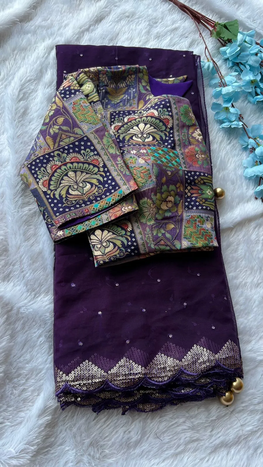 Deep purple banarasi work blouse (only blouse )