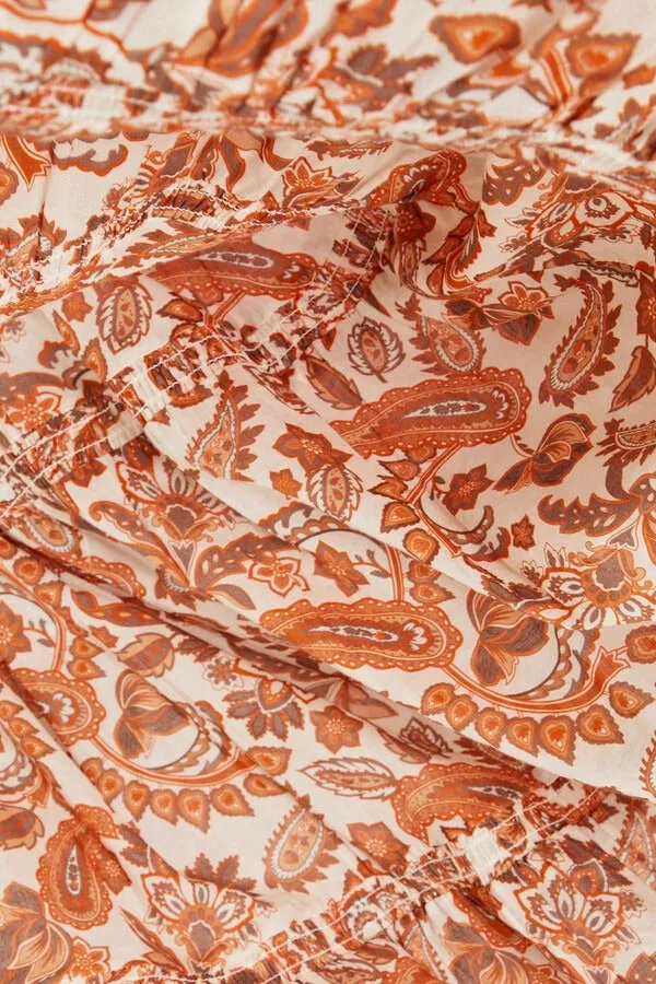 Floral Ruffled Maxi Dress In Orange