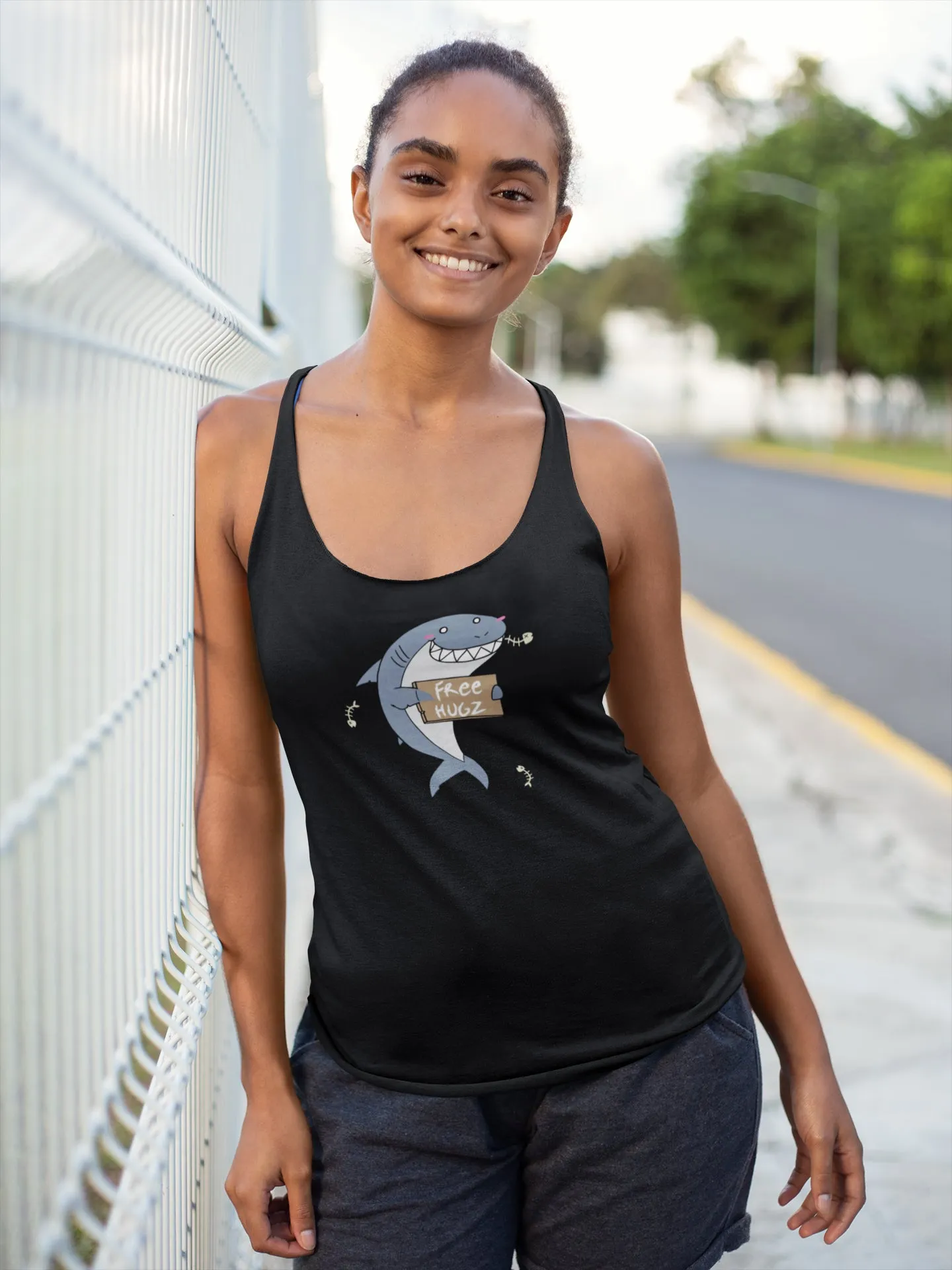 Hug Shark Women's Racer-back Tank-top