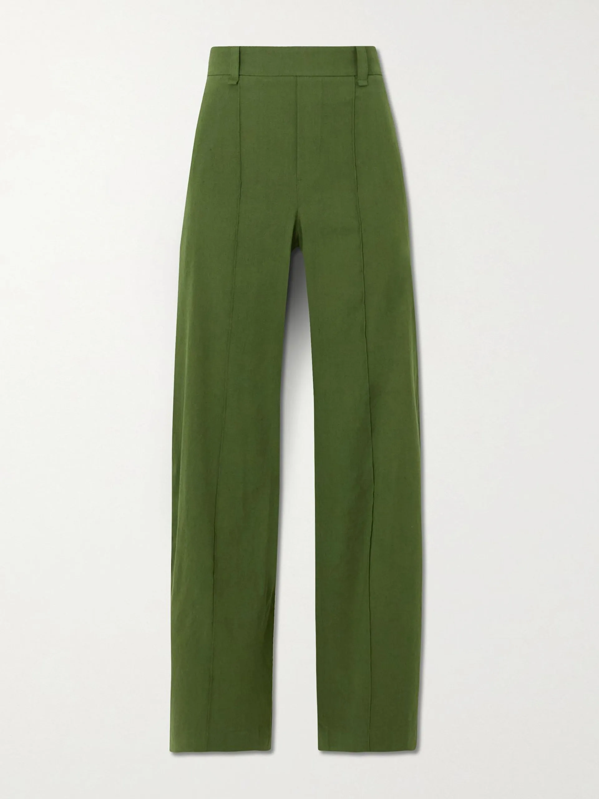 Linen-blend straight leg trousers