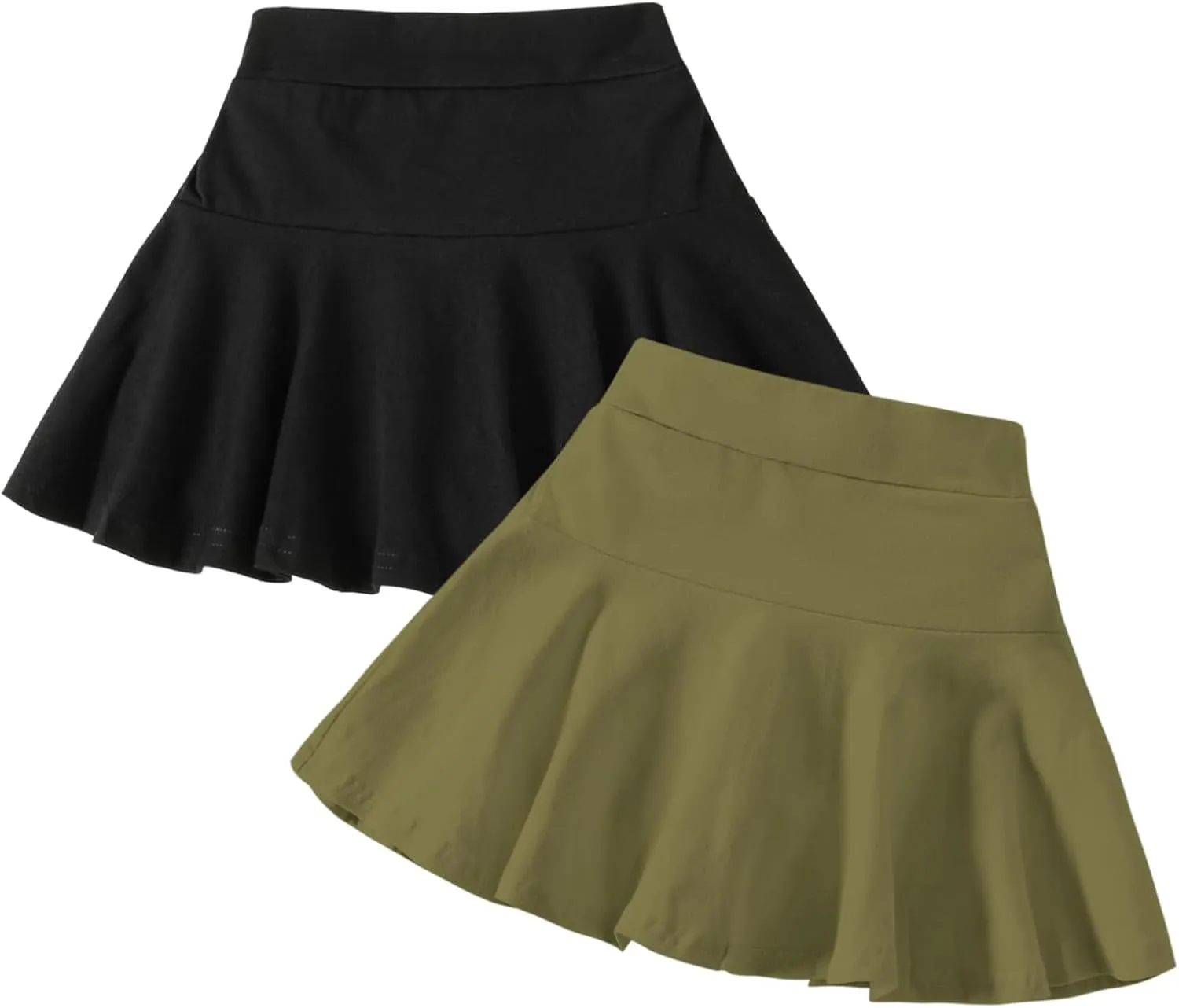 Neutocd Toddler Little Girls Skirts Skorts Elastic Flared Plain Pleated Tennis Skater Skirts for Girls Kids Built in Shorts