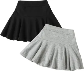 Neutocd Toddler Little Girls Skirts Skorts Elastic Flared Plain Pleated Tennis Skater Skirts for Girls Kids Built in Shorts