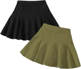 Neutocd Toddler Little Girls Skirts Skorts Elastic Flared Plain Pleated Tennis Skater Skirts for Girls Kids Built in Shorts