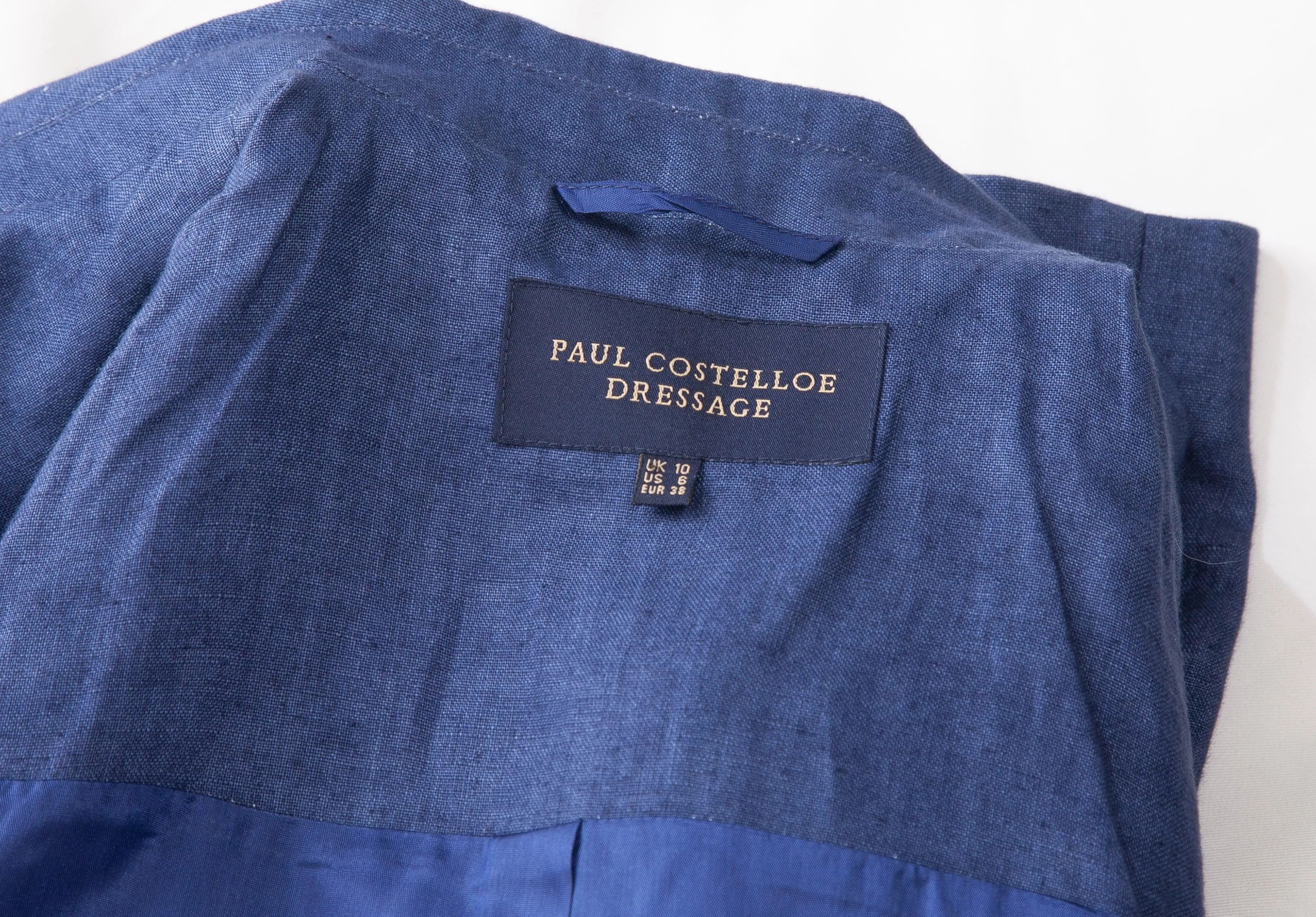 Paul Costelloe Ladies Denim Blue Linen Dressage Jacket - Size UK 10
