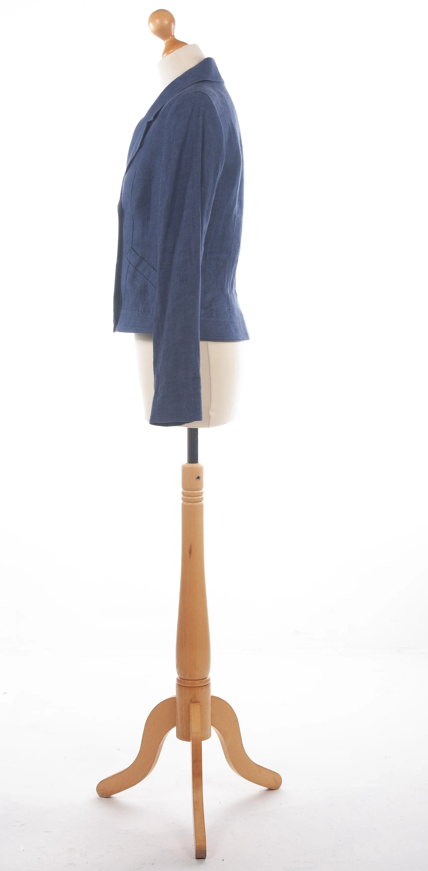 Paul Costelloe Ladies Denim Blue Linen Dressage Jacket - Size UK 10
