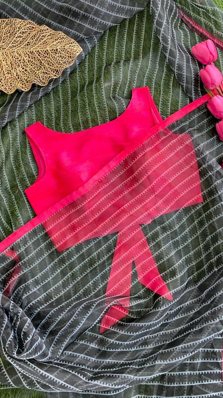 Pink Silk embroidery hand worked blouse