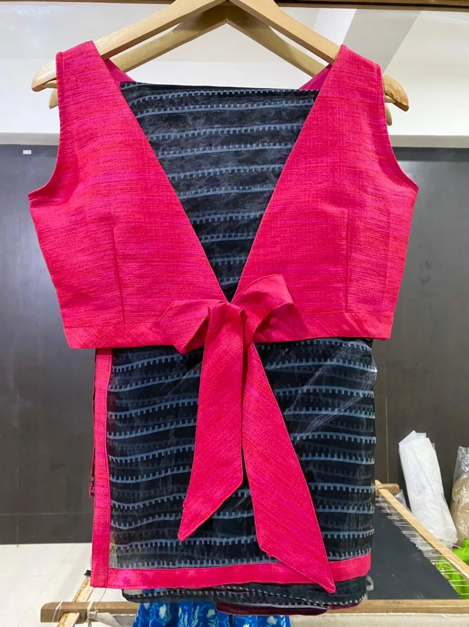 Pink Silk embroidery hand worked blouse