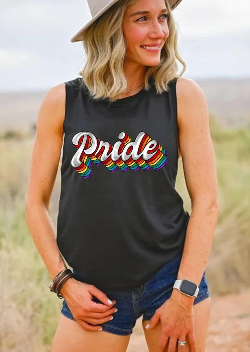 Pride Shirts Women Progress Rainbow Flag Tank Tops LGBTQ Equality Tank Sleeveless Graphic Tee Shirt
