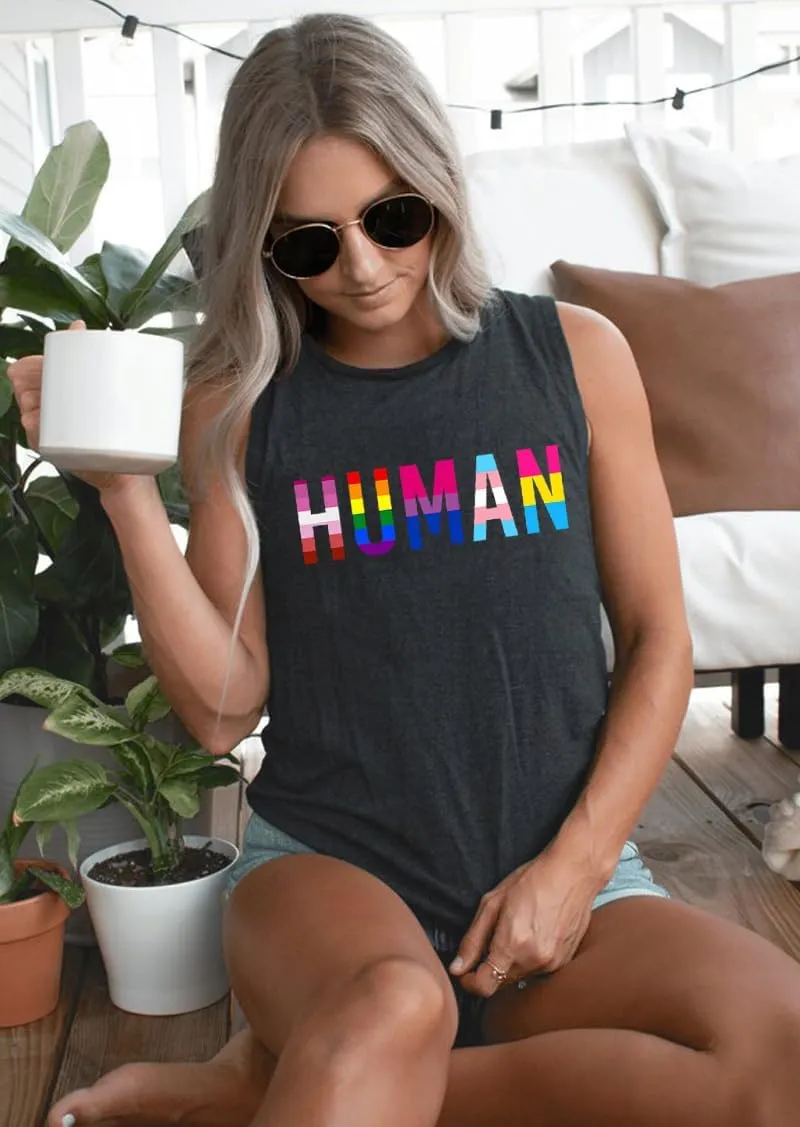 Pride Shirts Women Progress Rainbow Flag Tank Tops LGBTQ Equality Tank Sleeveless Graphic Tee Shirt