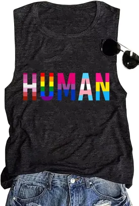 Pride Shirts Women Progress Rainbow Flag Tank Tops LGBTQ Equality Tank Sleeveless Graphic Tee Shirt