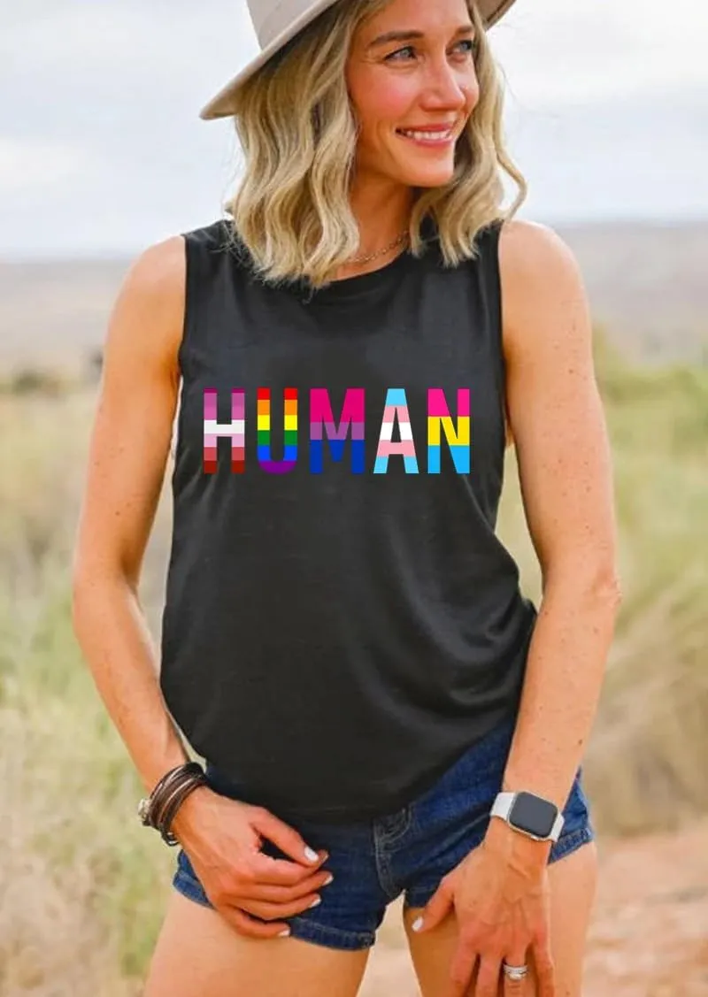 Pride Shirts Women Progress Rainbow Flag Tank Tops LGBTQ Equality Tank Sleeveless Graphic Tee Shirt