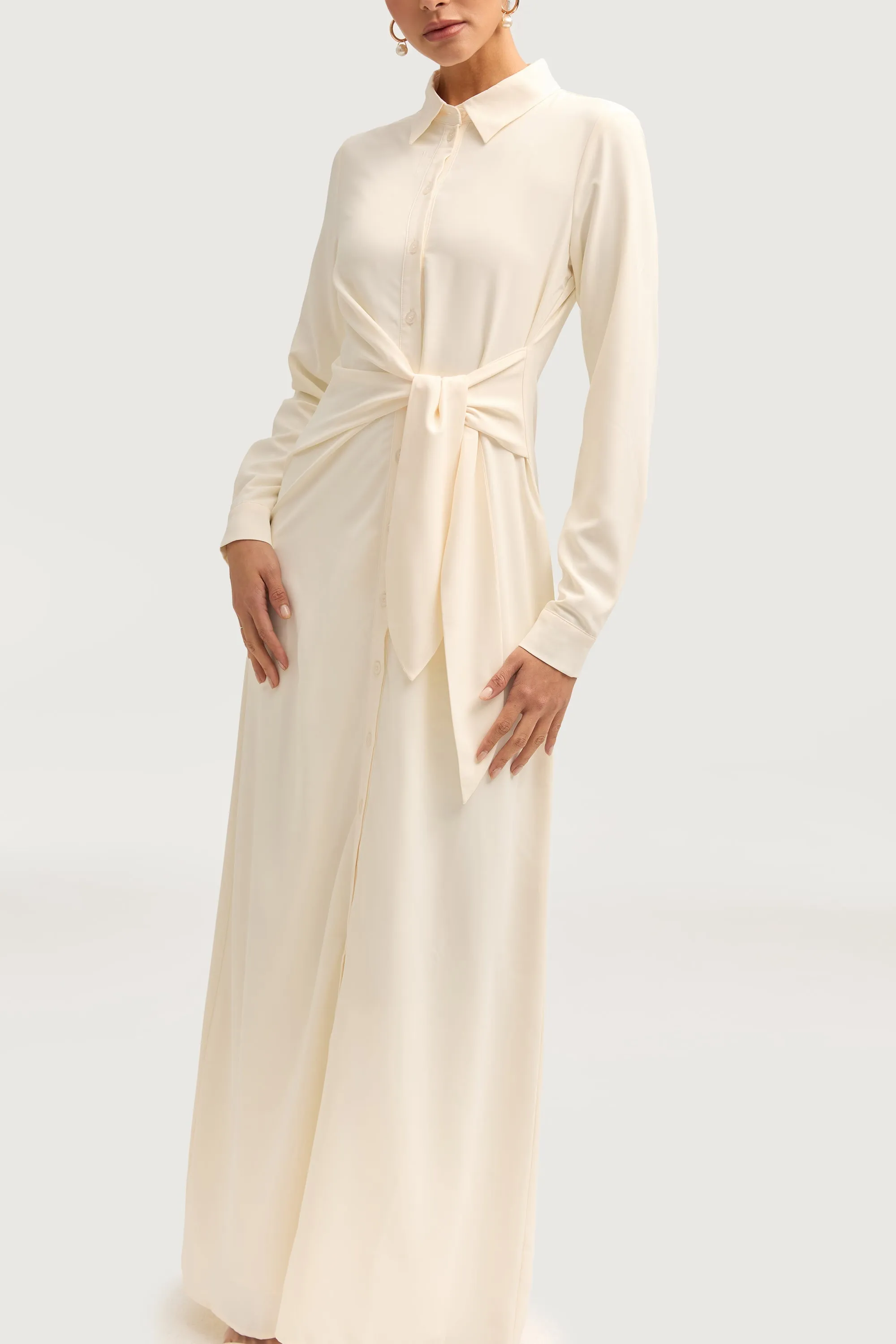 Sandra Side Tie Maxi Dress - Off White