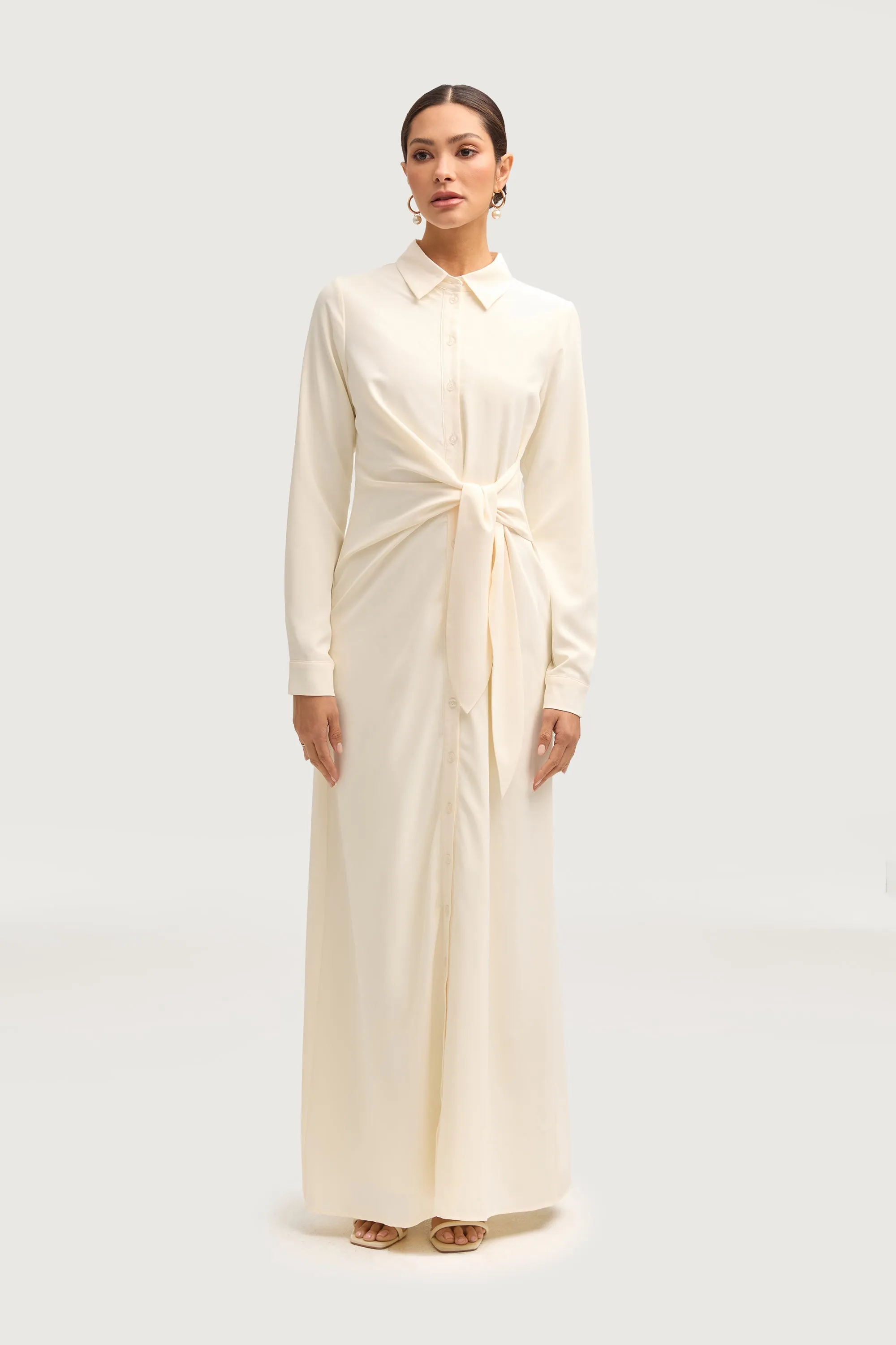 Sandra Side Tie Maxi Dress - Off White