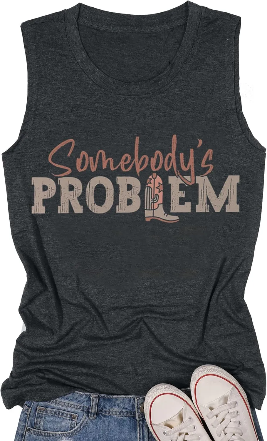 Somebody's Problem T Shirt Womens Western Cowgirl Country Music Summer Graphic Short Sleeve Vintage Top Tees