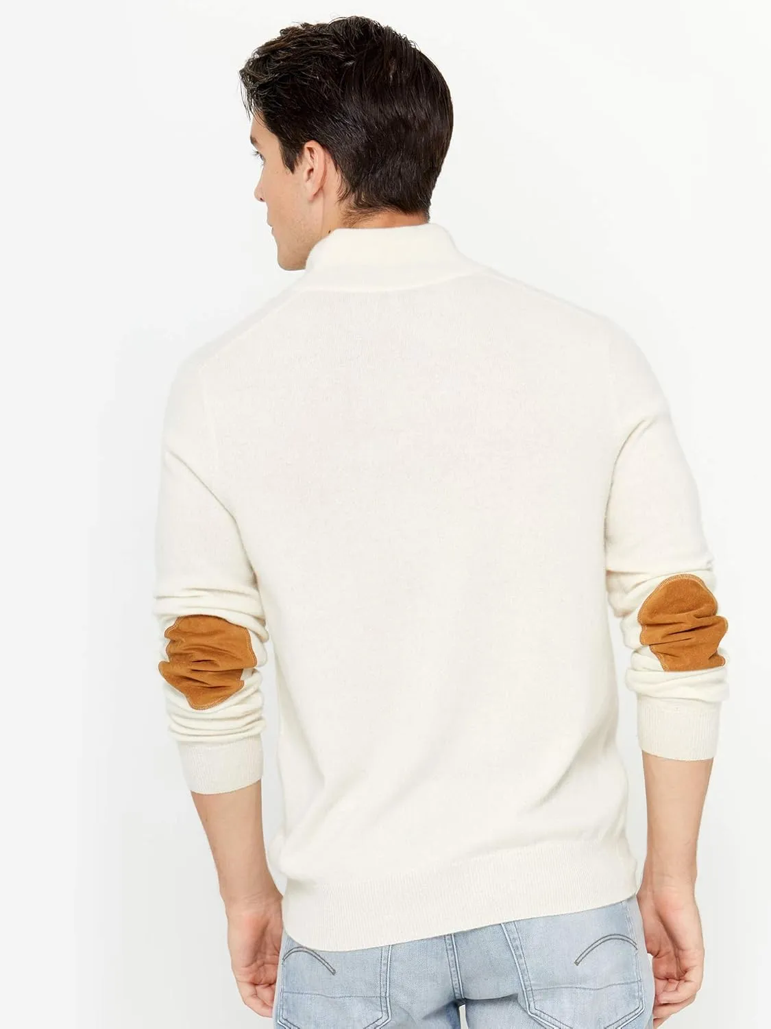 State Cashmere Men's Button Up Mock Neck Sweater 100% Pure Cashmere Long Sleeve Polo Quarter Collar Pullover