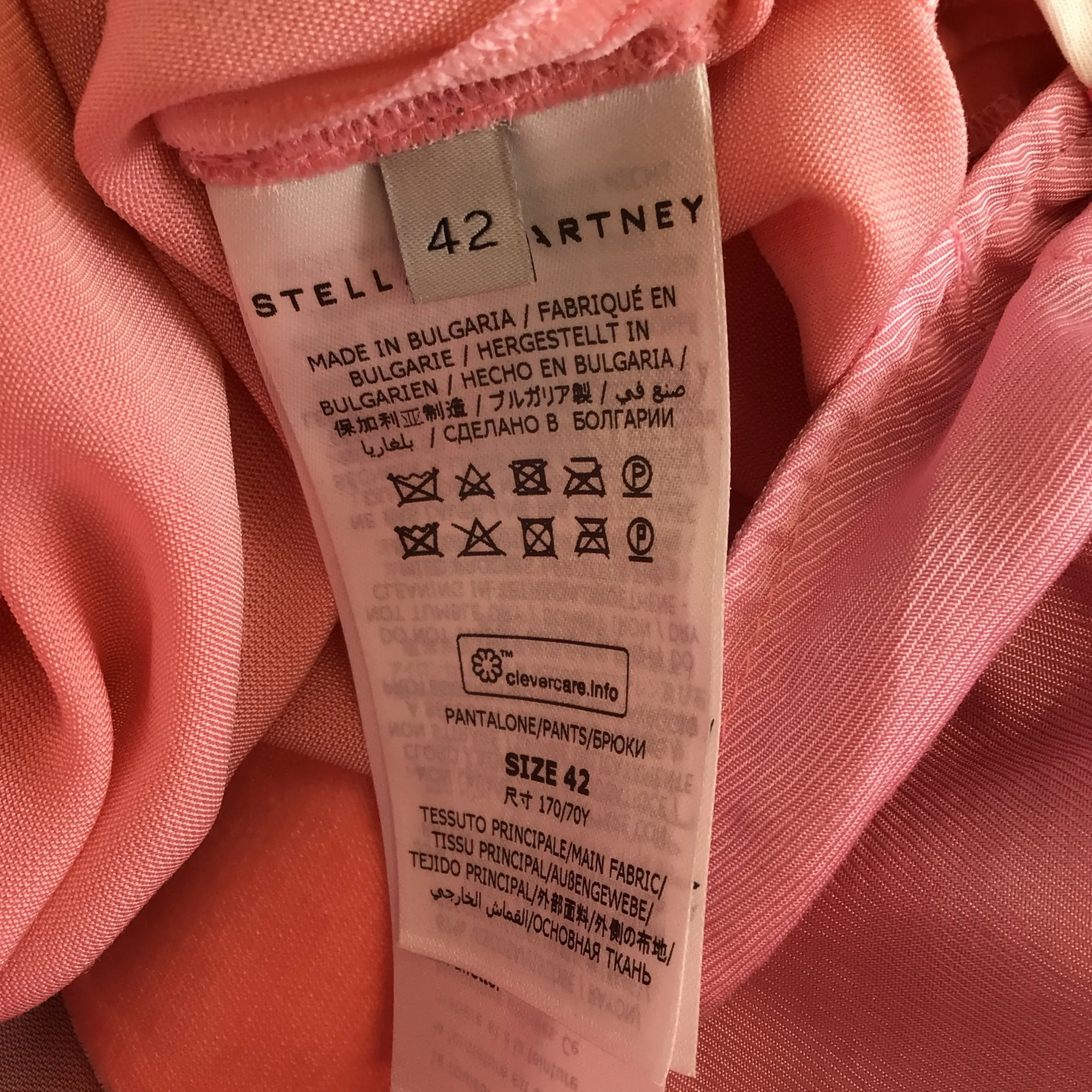 Stella McCartney Pink Velvet Straight Leg Pants