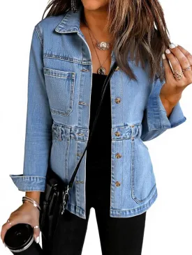 Tankaneo Womens Oversized Denim Jacket Distressed Button Down Boyfriend Jean Jackets 2025 Trendy Shacket