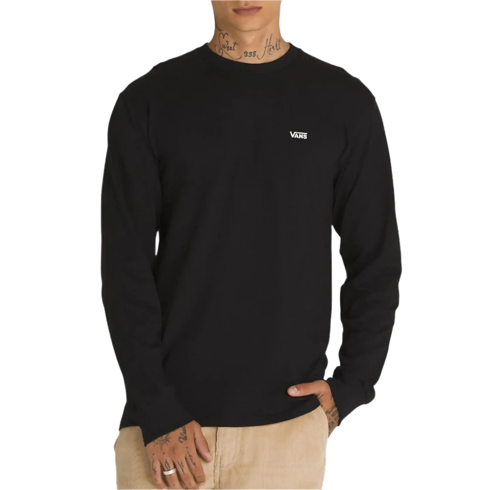 Mens Vans Long Sleeve T-Shirt with Left Chest Logo - Stylish and Comfortable