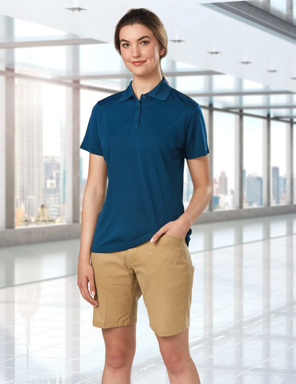 Winning Spirit  Ladies Stretch Slimfit Boston Chino Shorts (M9391)
