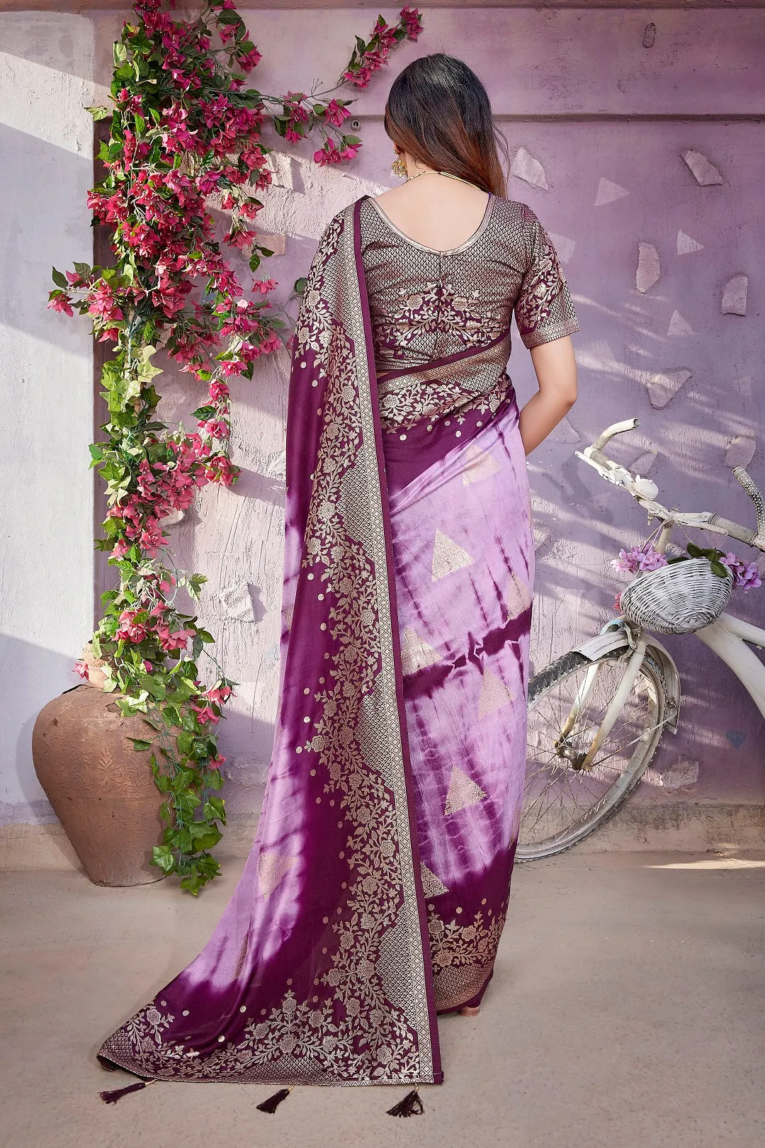 Women Party Wear Viscose Silk Saree With Un Stitched Blouse
