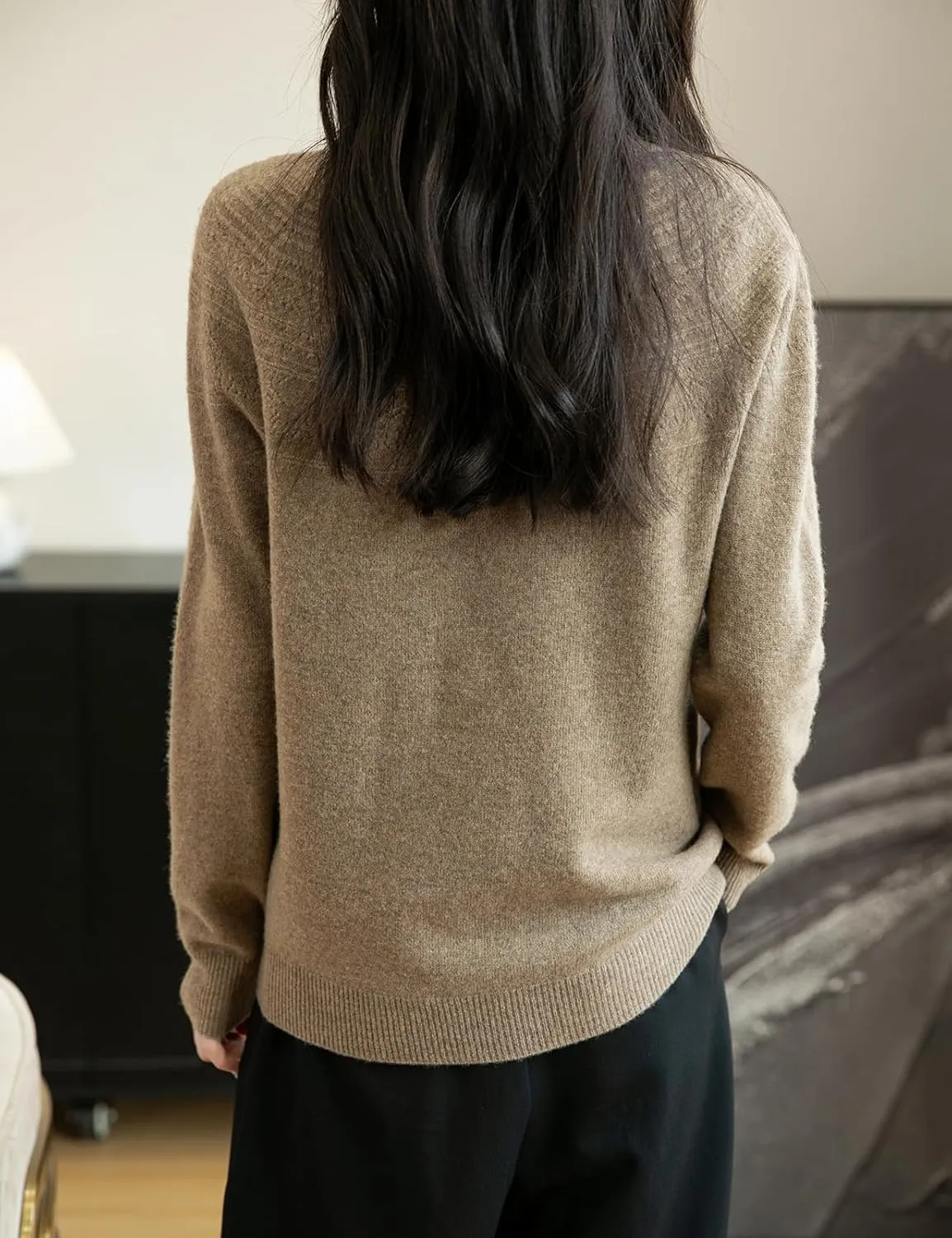Women's 100% Merino Wool 2025 Fall Winter Crewneck First-Line Ready to Wear Long Sleeve Seamless Knit Sweater