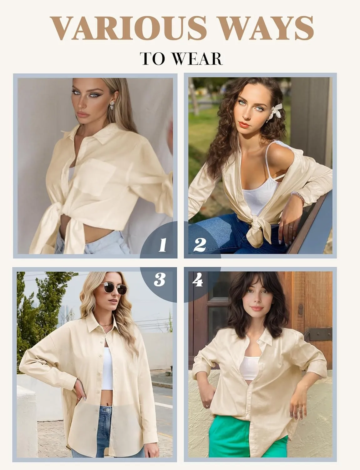 Womens Button Down Shirts, Long Sleeve Cotton Blouse for Women Casual, Collar Long Sleeve Blouse Tops for Pocket