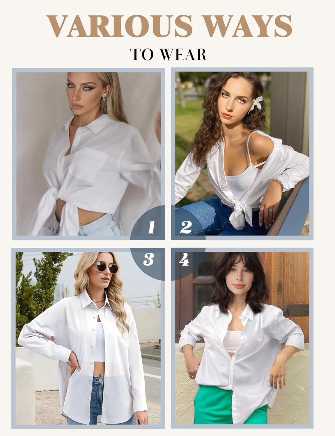 Womens Button Down Shirts, Long Sleeve Cotton Blouse for Women Casual, Collar Long Sleeve Blouse Tops for Pocket