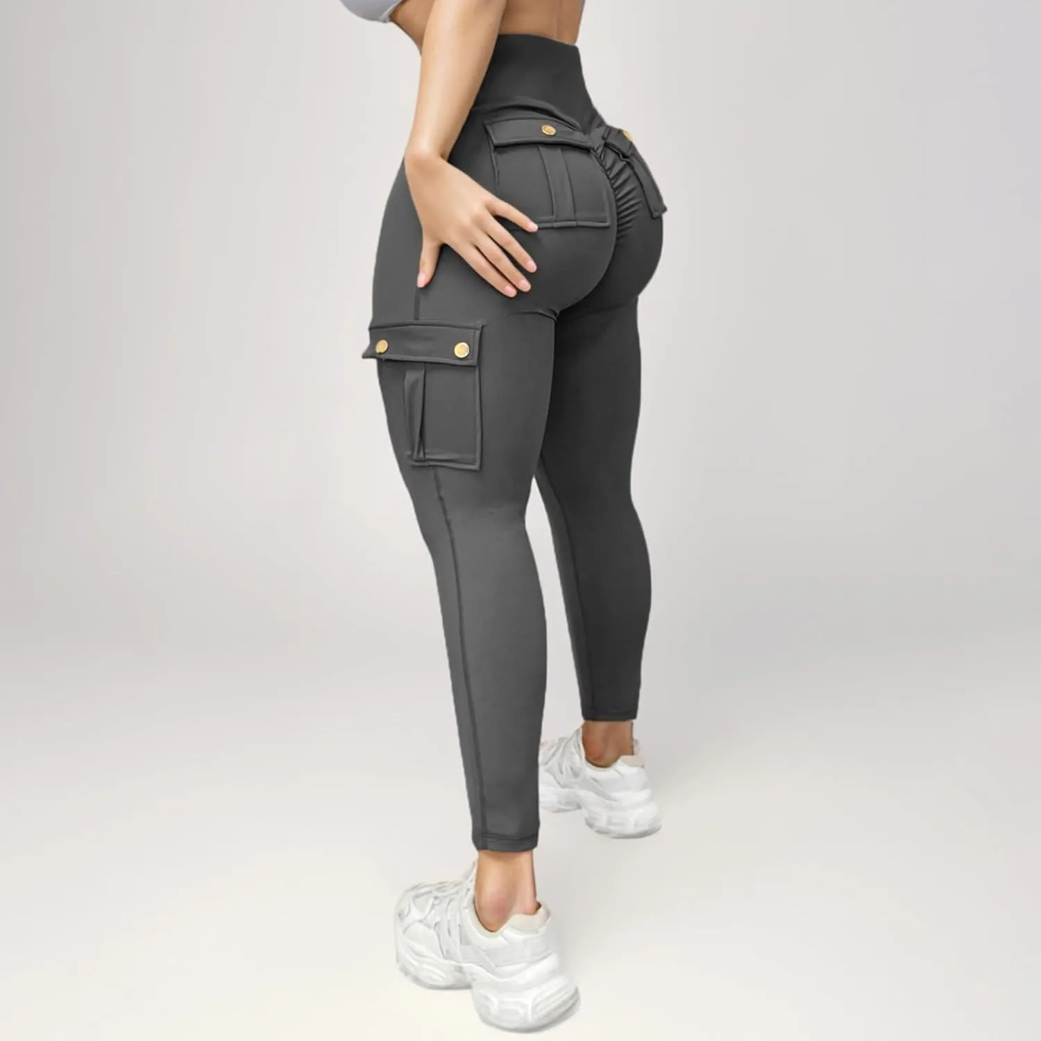 Women's Cargo Yoga Leggings High Waist Workout Butt Lifting Leggings Tummy Control Running Sports Pants with Pockets