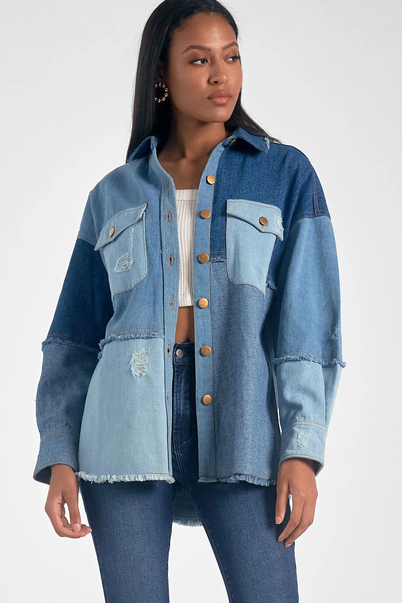 Women's Elan Patchwork Denim Jacket