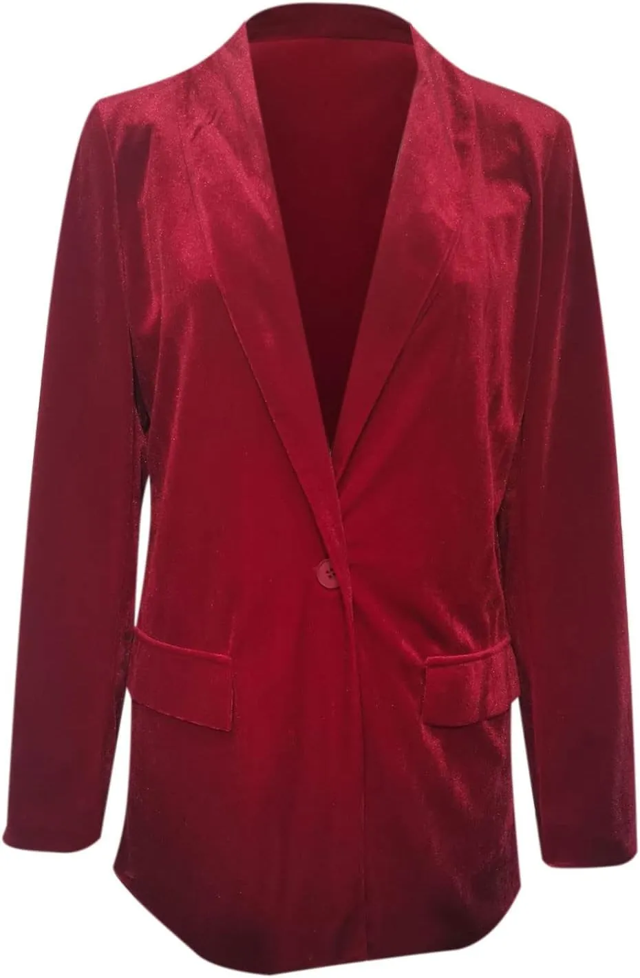Women's Solid Long Sleeve Velvet Blazer Jacket Open Front Cardigan Coat with Pockets Fashion Casual Blazers Outerwear