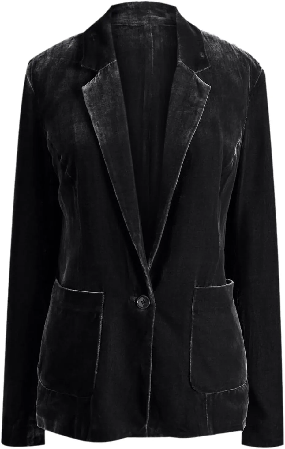 Women's Solid Long Sleeve Velvet Blazer Jacket Open Front Cardigan Coat with Pockets Fashion Casual Blazers Outerwear