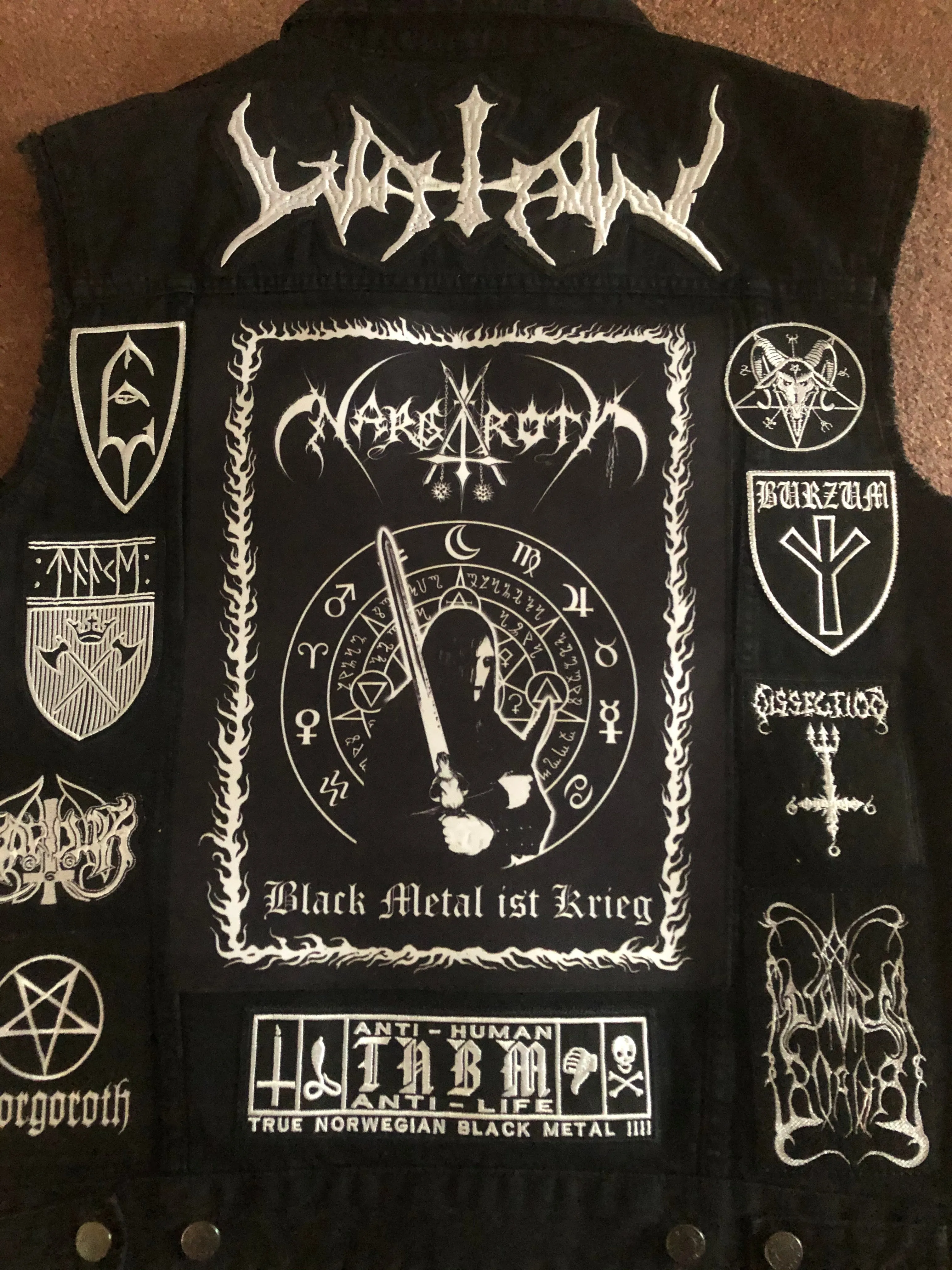Your Personal Black Metal Patch Collection/Selection Cut-Off Denim Battle Jacket Vest