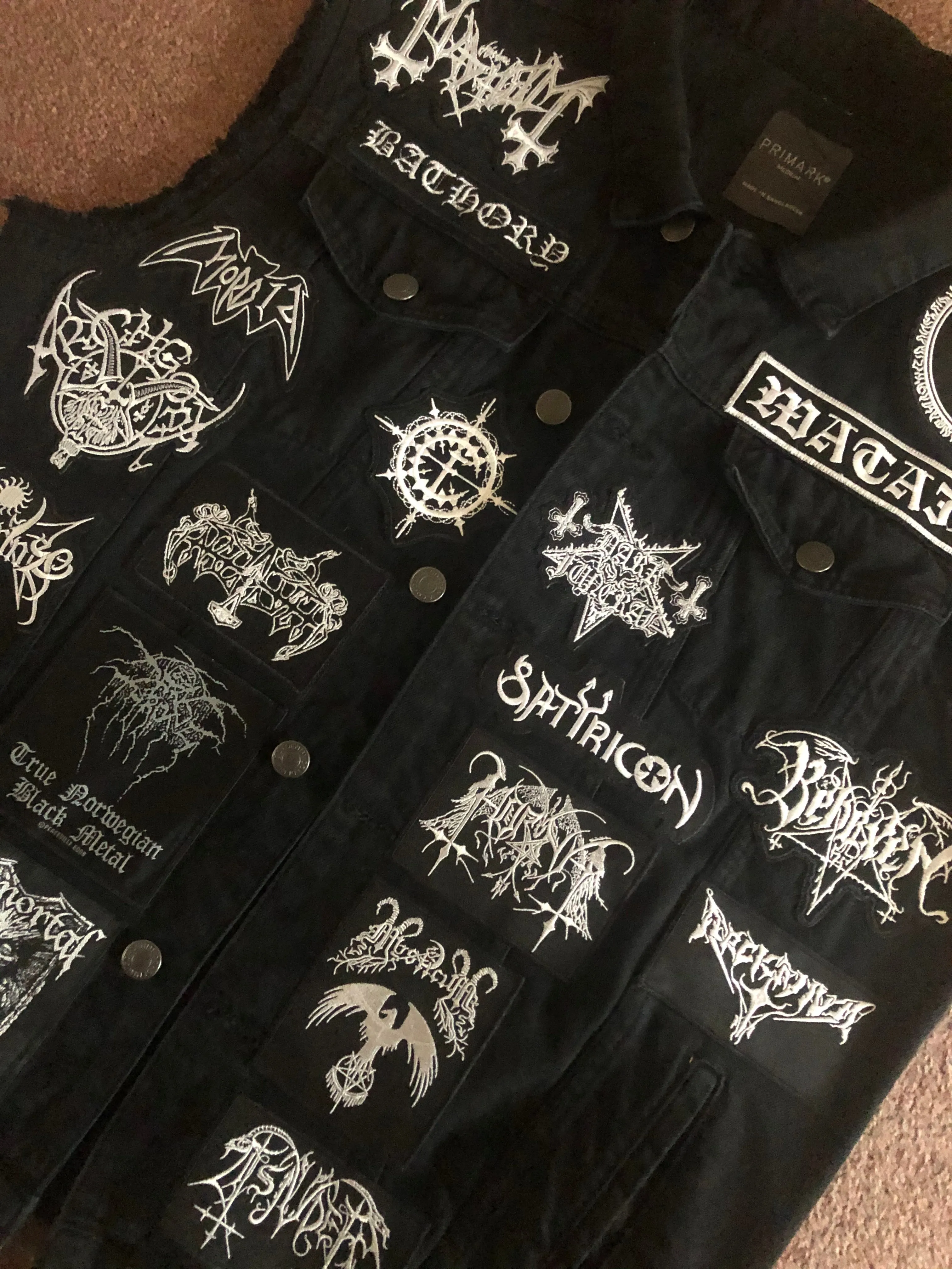Your Personal Black Metal Patch Collection/Selection Cut-Off Denim Battle Jacket Vest