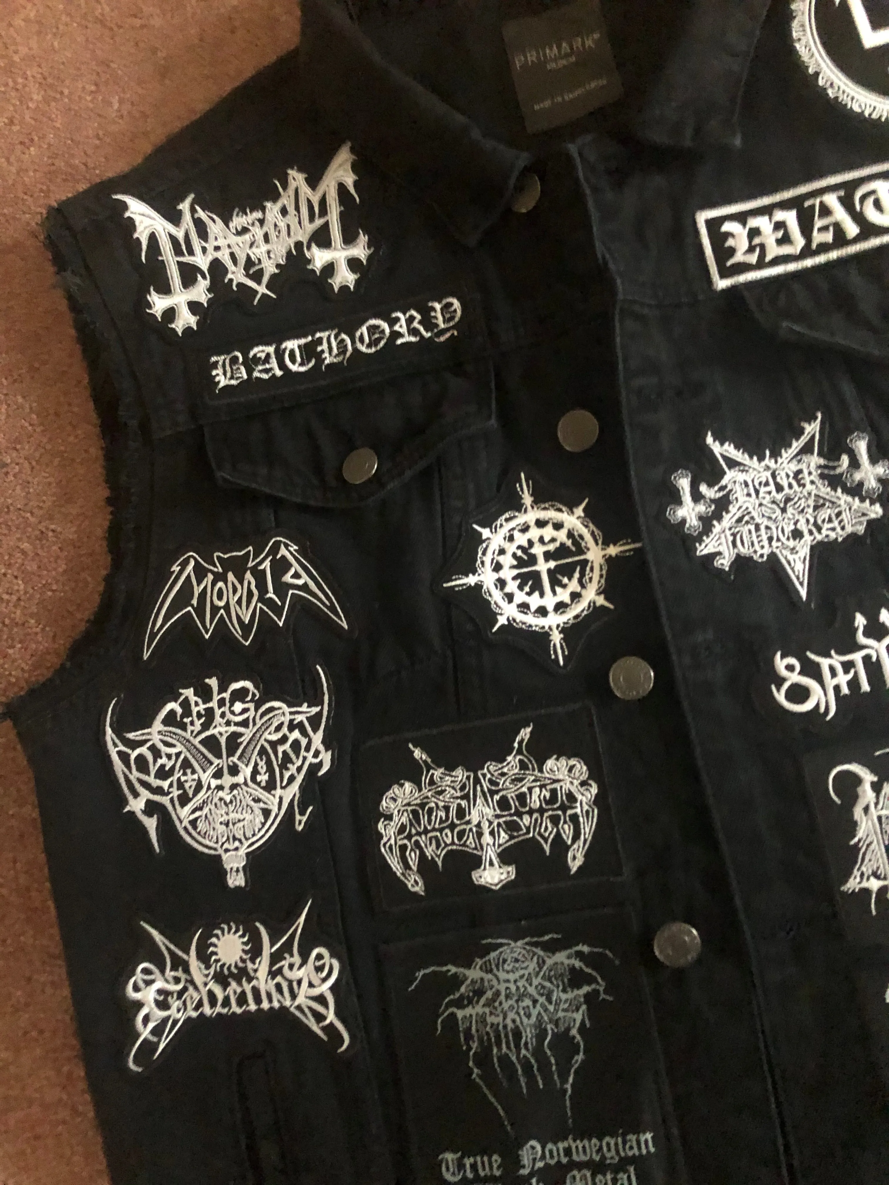 Your Personal Black Metal Patch Collection/Selection Cut-Off Denim Battle Jacket Vest
