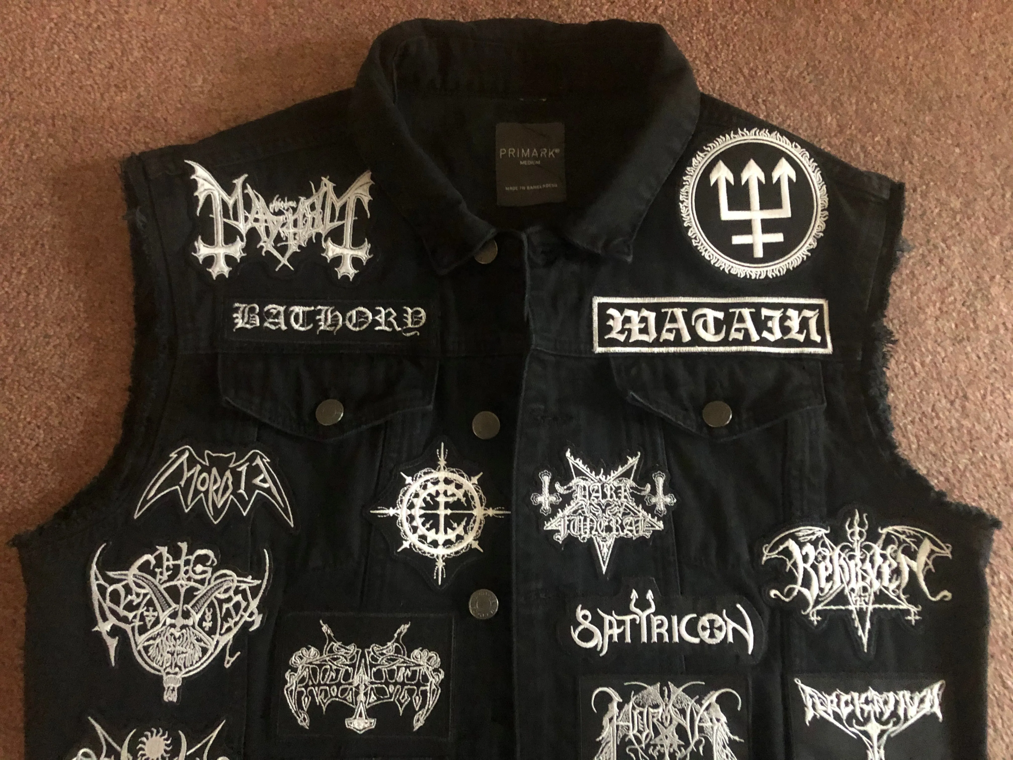 Your Personal Black Metal Patch Collection/Selection Cut-Off Denim Battle Jacket Vest
